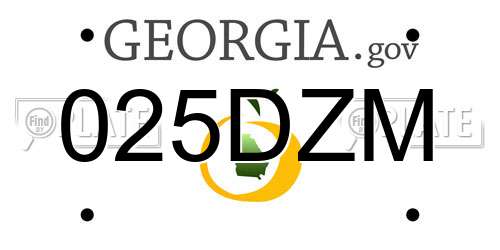 025DZM Georgia License Plate