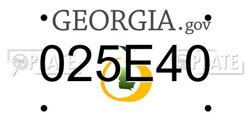 025E40 Georgia License Plate