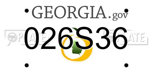 026S36 Georgia License Plate