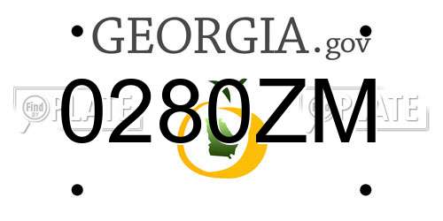 0280ZM Georgia License Plate