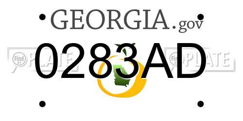 0283AD Georgia License Plate