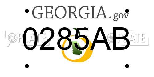 0285AB Georgia License Plate