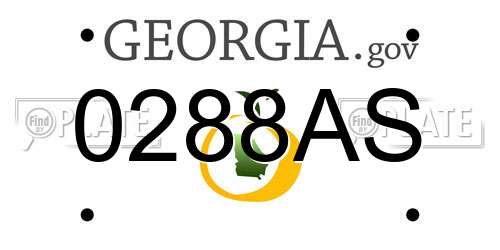 0288AS Georgia License Plate