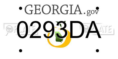 0293DA Georgia License Plate