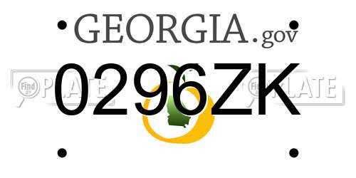 0296ZK Georgia License Plate