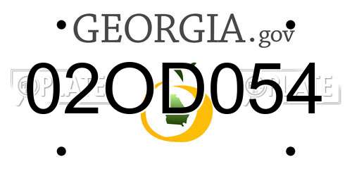 02OD054 Georgia License Plate