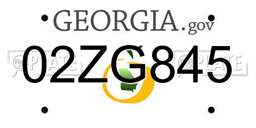02ZG845 Georgia License Plate