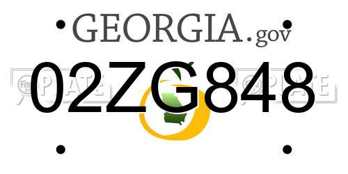 02ZG848 Georgia License Plate