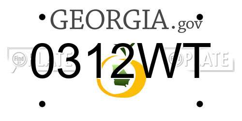 0312WT Georgia License Plate