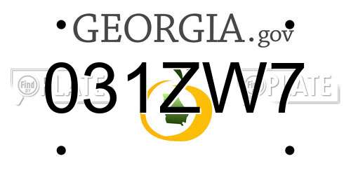 031ZW7 Georgia License Plate