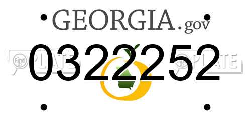 0322252 Georgia License Plate