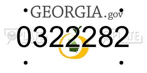 0322282 Georgia License Plate