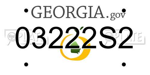 03222S2 Georgia License Plate