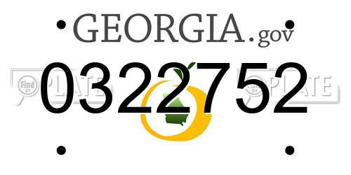 0322752 Georgia License Plate