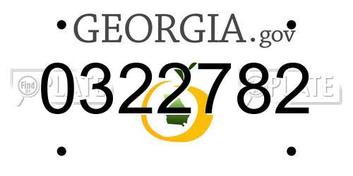 0322782 Georgia License Plate