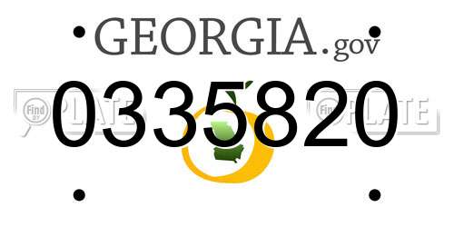0335820 Georgia License Plate