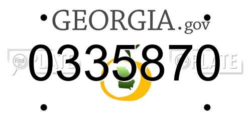 0335870 Georgia License Plate