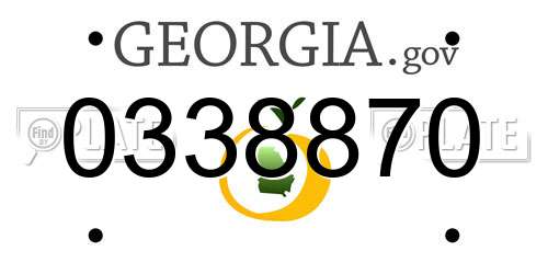 0338870 Georgia License Plate