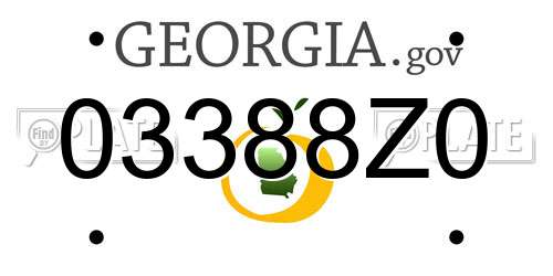 03388Z0 Georgia License Plate