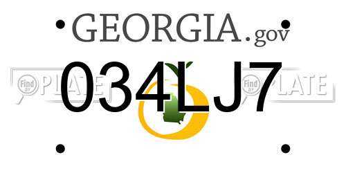 034LJ7 Georgia License Plate