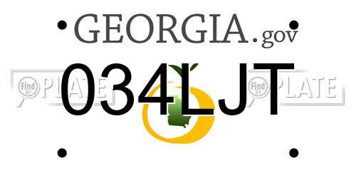 034LJT Georgia License Plate