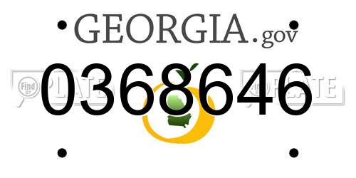 0368646 Georgia License Plate