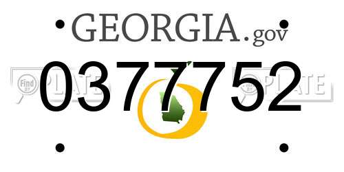 0377752 Georgia License Plate