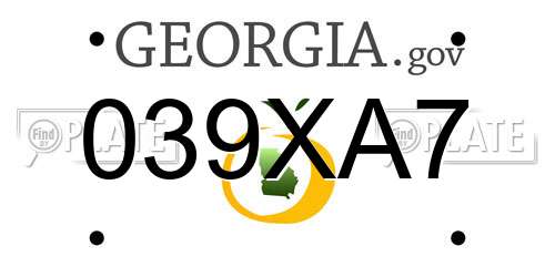 039XA7 Georgia License Plate