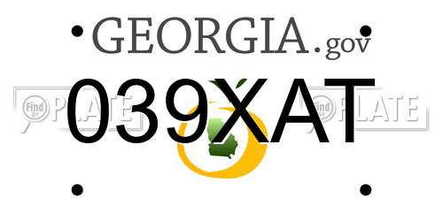 039XAT Georgia License Plate