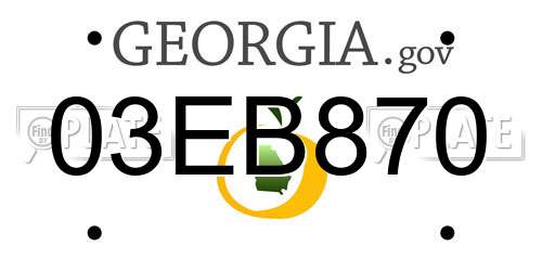 03EB870 Georgia License Plate
