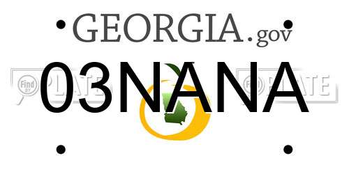 03NANA Georgia License Plate