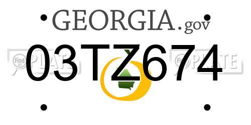 03TZ674 Georgia License Plate