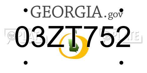 03ZT752 Georgia License Plate
