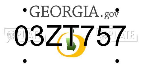 03ZT757 Georgia License Plate
