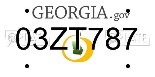 03ZT787 Georgia License Plate