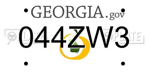 044ZW3 Georgia License Plate