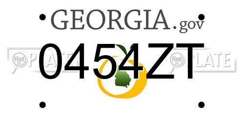 0454ZT Georgia License Plate