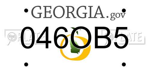 046OB5 Georgia License Plate