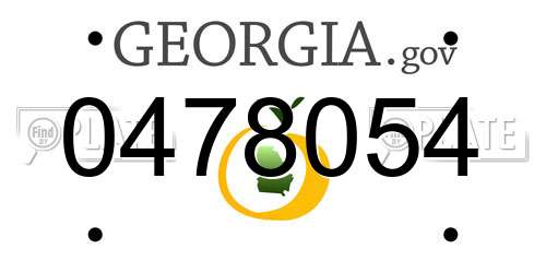 0478054 Georgia License Plate