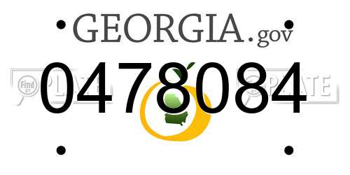 0478084 Georgia License Plate