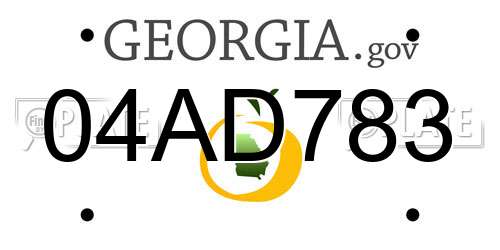04AD783 Georgia License Plate