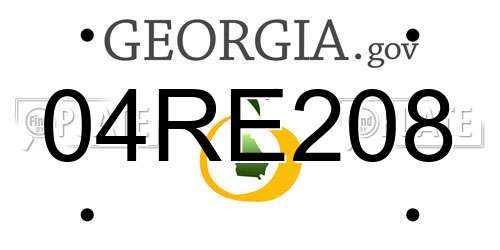 04RE208 Georgia License Plate