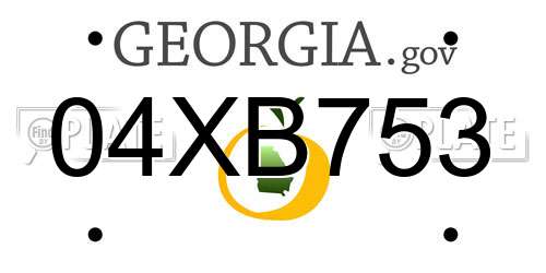 04XB753 Georgia License Plate