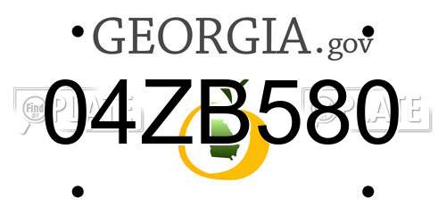 04ZB580 Georgia License Plate
