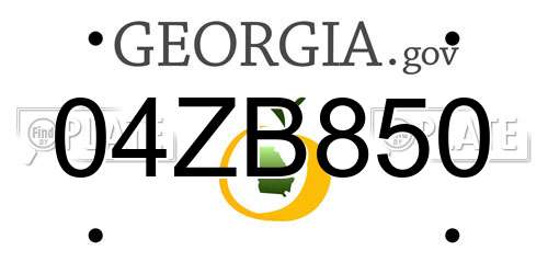 04ZB850 Georgia License Plate