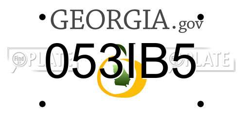 053IB5 Georgia License Plate