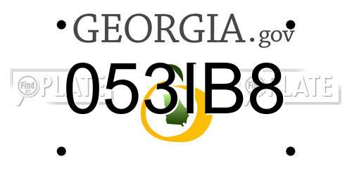 053IB8 Georgia License Plate