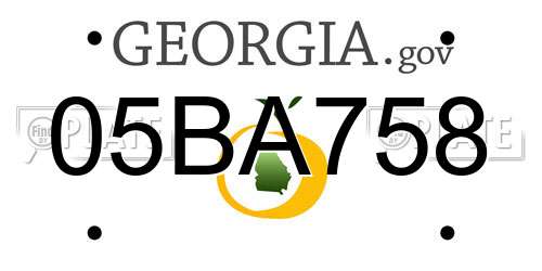 05BA758 Georgia License Plate