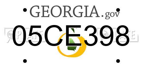 05CE398 Georgia License Plate