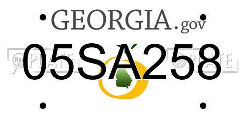 05SA258 Georgia License Plate
